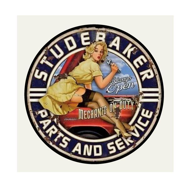 ピンナップガール STUDEBAKER 塩ビ ステッカー 100x100ミリ  バイカー ビンテージ...