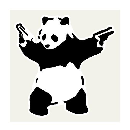 パンダ DESTROY PANDA ステッカー 50×50ミリ シール Banksy バンクシー ス...
