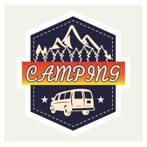 CAMPING キャンピング ステッカー 50×56ミリ キャンプ アウトドア シール  スマホ用 車用 パソコン用 スーツケース用