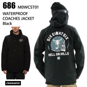 686 シックスエイトシックス ウェア WATERPROOF COACHES JACKET 20-21 BLACK スノーボード ボード メンズ コーチ 撥水 ロクハチ