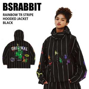 BSRABBIT ビエスラビット RAINBOW TR STRIPE HOODED JACKET BLACK 24-25 ウエア メンズ ジャケット スノーボード 韓国｜moriyamasports