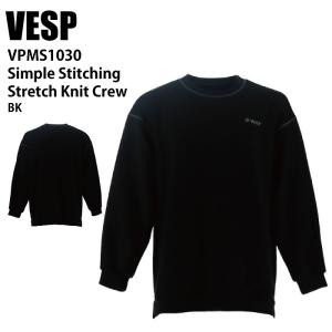 VESP べスプ VPMS1030 Simple Stitching Stretch Knit Crew BK 24-25 ウエア メンズ ユニセックス 撥水スウェット ライトウエア｜moriyamasports