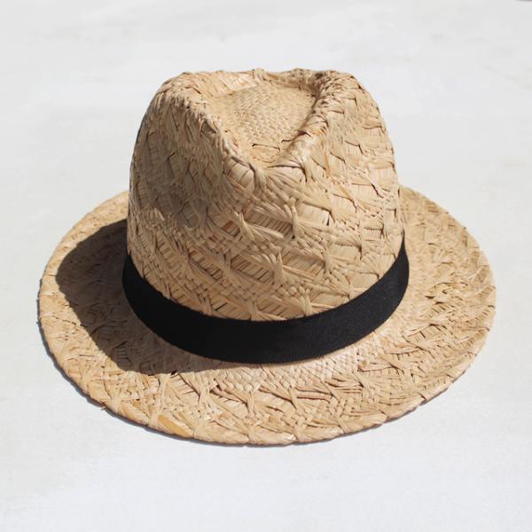 HIGHER/ハイヤー PATTERN WEAVING RAFFIA FEDORA BLACK