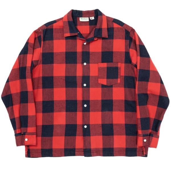 WORKERS/ワーカーズ Flannel Open Collar Shirt Red Indigo...