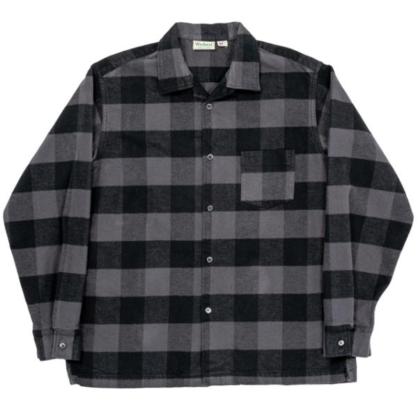 WORKERS/ワーカーズ Flannel Open Collar Shirt Grey Buffa...