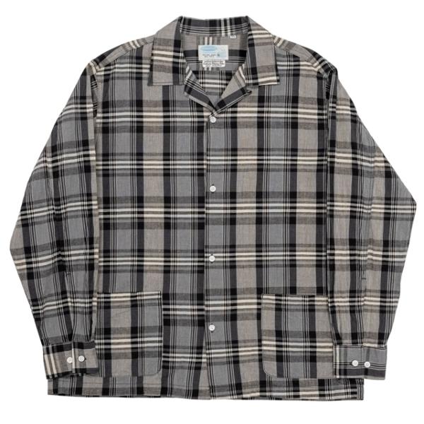 WORKERS/ワーカーズ Open Collar Shirt Grey Madras