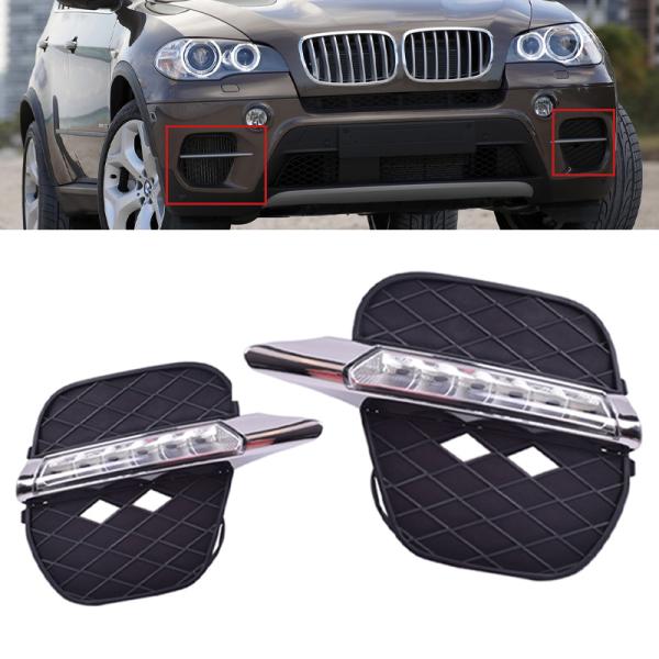 車のヘッドライト用LEDフォグランプカバー,デイタイムランニングライト用,左,右,白色,BMW x5...