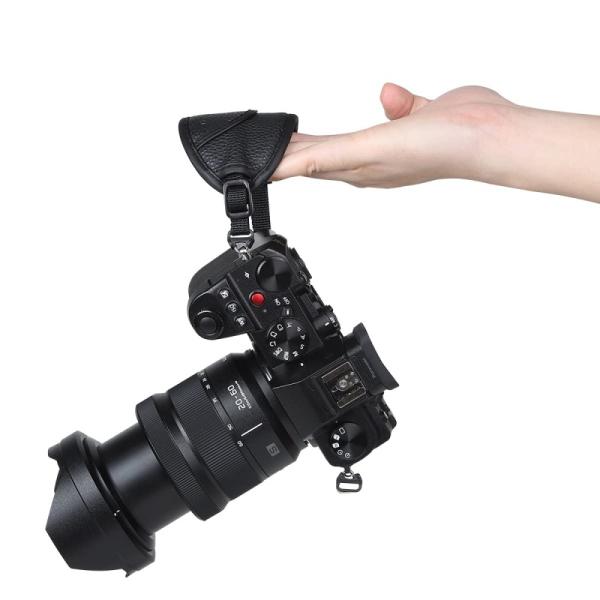 DSLRカメラ用レザーハンドグリップリストストラップ、ニコンに適しています、ブラック