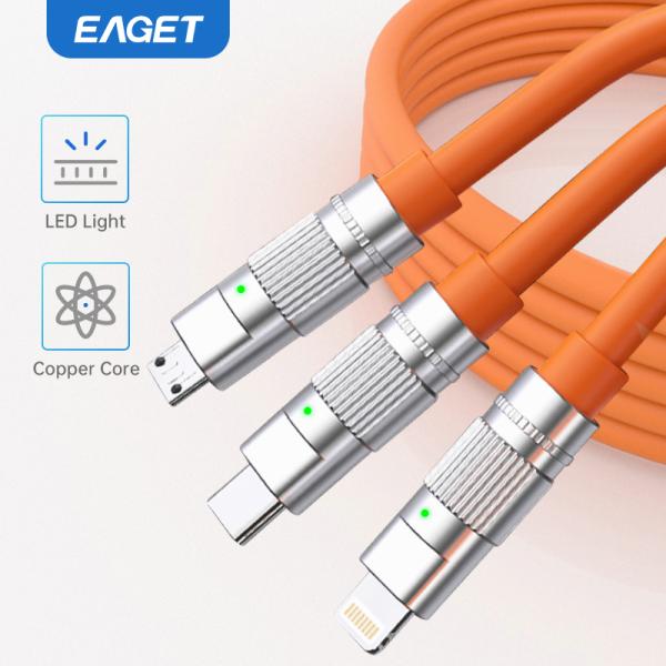 Eaget-iPhoneおよびAndroid用の高速充電ケーブル,USBタイプC充電器,複数のUSB...