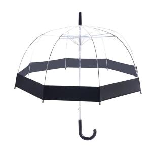 透明傘 ドーム型 自動オープ ンジャンプ式 雨傘 長傘 バブルアンブレラ 8本骨 (黒い)｜mosaic-store