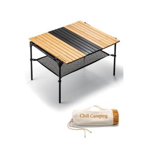 ChillCamping(チルキャンピング) ウッドロール テーブル キャンプ アウトドア コンパクト 木製 (ランタンポールなし)｜mosaic-store