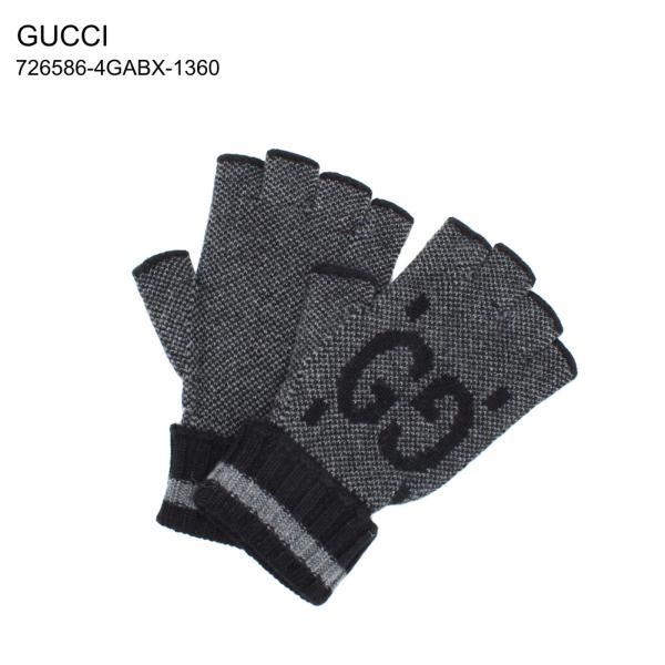 GUCCI グッチ 726586-4GABX-1360 カシミア フィンガーレスグローブ 手袋 メン...
