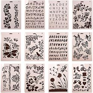 チャミ テンプレート 描画ルーラー ペーパーアート 定規 手帳ページ アルバムペン 塗り絵 コミック カリグラフィーさまざまな用途のデコレーションに 12枚セット