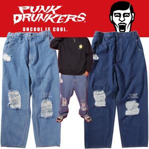 PUNK DRUNKERS（パンクドランカーズ） プリントいっぱいチノパン