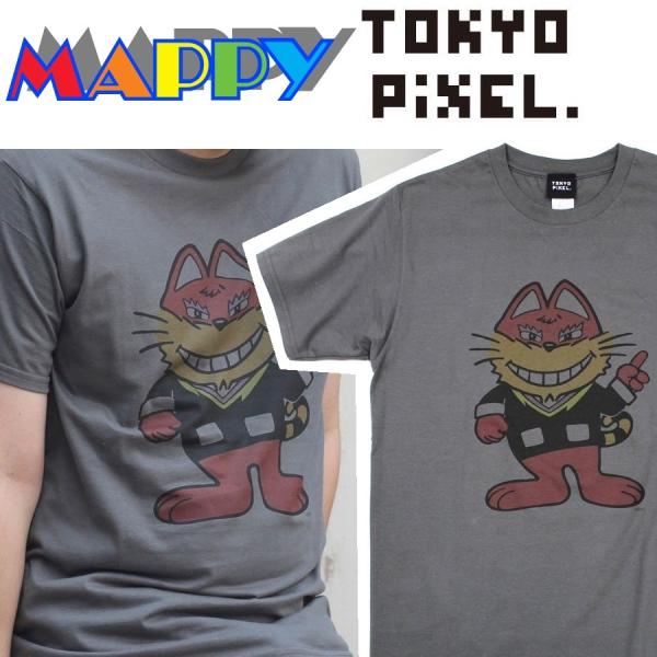 TOKYO PIXEL × マッピー ニャームコ Ｔシャツ チャコール ナムコ 　