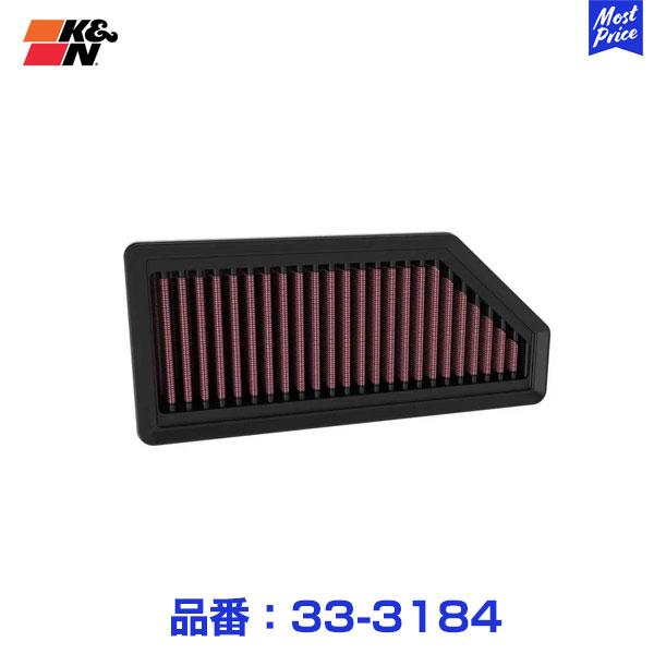正規輸入品 K&amp;N エアフィルター 純正交換タイプ リプレイスメントフィルター〔33-3184〕ｌル...