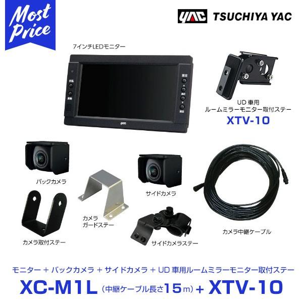 YAC ヤック UD トラック用 バック＆サイドカメラ 7インチモニター 中継ケーブル 15m 〔X...