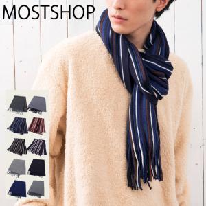 マフラー メンズ ストライプ柄 グレンチェック 千鳥格子