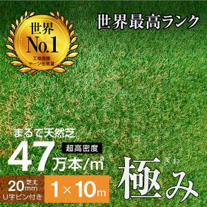 最高ランク 人工芝 芝生 人工 芝 人工芝生 サッカー ガーデン DIY 超高密度47万本 耐候性10年 芝丈20ｍｍ 固定ピン付属 1×10ｍロール