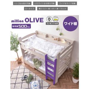 二段ベッド ロータイプ 耐荷重500kg 宮棚...の詳細画像2