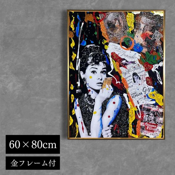 水晶パネル アートパネル 60×80cm ポップアート 偉人 金フレーム付き クリスタル シルバー ...