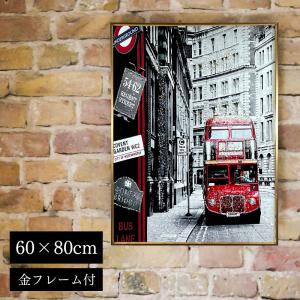 水晶パネル アートパネル 60×80cm 街並み 金フレーム付き クリスタル シルバー 絵 イラスト おしゃれ 高級感 KH250