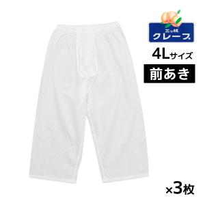 3枚セット 三ッ桃クレープ ロングパンツ 前あき 4Lサイズ 日本製 涼感 アズ 1105-50-4L-SET｜mote