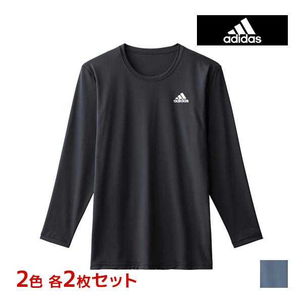 2色2枚ずつ 4枚セット adidas アディダス クルーネックロングスリーブ メンズ 男性 グンゼ...