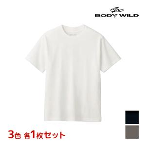 3色1枚ずつ 3枚セット BODYWILD ボディワイルド ジェンダーニュートラル ジャケット対応 クルーネックTシャツ 半袖丸首 グンゼ GUNZE｜mote