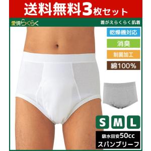 【送料無料】3枚セット 介護用パンツ ブリーフ 男性下着 前開き 尿漏れパンツ男性用 尿もれパンツ 介護下着 愛情らくらく グンゼ GUNZE