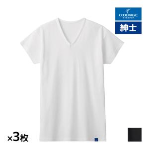 同色3枚セット COOLMAGIC クールマジック 100%天然冷感 汗取り付きVネックTシャツ 短袖 綿100% 日本製 男性 グンゼ GUNZE｜mote
