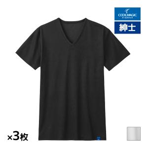 同色3枚セット COOLMAGIC クールマジック 100%天然冷感 VネックTシャツ 綿100% 日本製 男性 グンゼ GUNZE