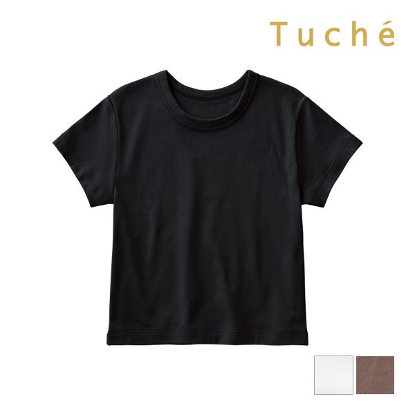 Tuche 無撚糸 半袖クロップドTシャツ 女性 グンゼ トゥシェ GUNZE