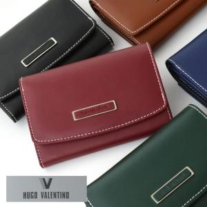 HUGO　VALENTINO ヒューゴバレンチノ スムースレザー　牛床革　二つ折り財布アコーディオン小銭入