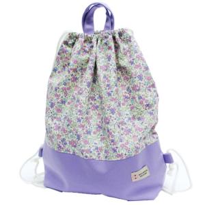 体操服入れ：ナップサック】 ハンドメイド 【花柄Xピンク】 入園