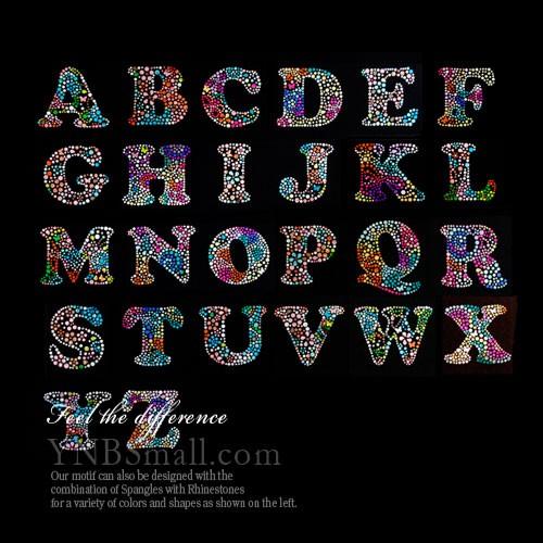 【アルファベット】 スパンコールモチーフ 【A-Z】 （カラフル虹色文字） アイロン接着可 Tシャツ...