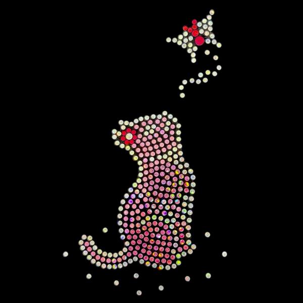 【スパングル】 スパンコールモチーフ （蝶とねこのモチーフ） アイロン接着可 yspr443