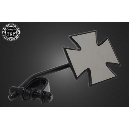 在庫有り Garage T&amp;F ティーアンドエフ クロスミラー(クランプ式)ブラック MR19BK