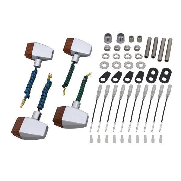 GPZ900R(A8-) 用 クラシカル スリム&amp;シャープタイプ ウインカーKIT W球仕様 メッキ...