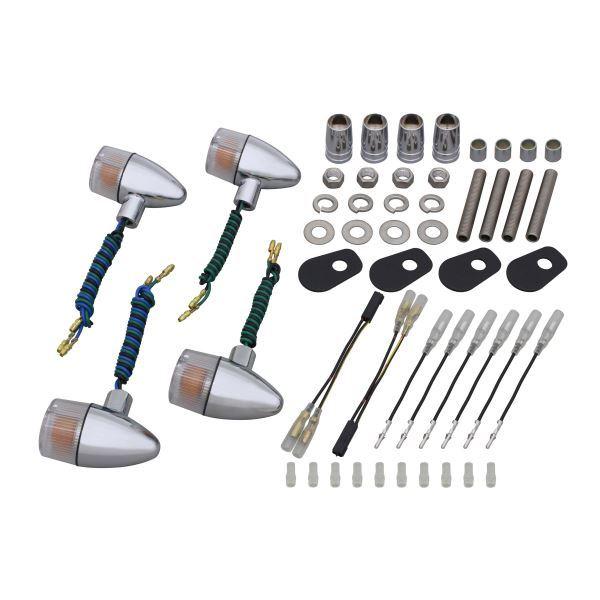ZRX1200R(2001-2003) 用 クラシカル 砲弾タイプ ウインカーKIT メッキボディ/...