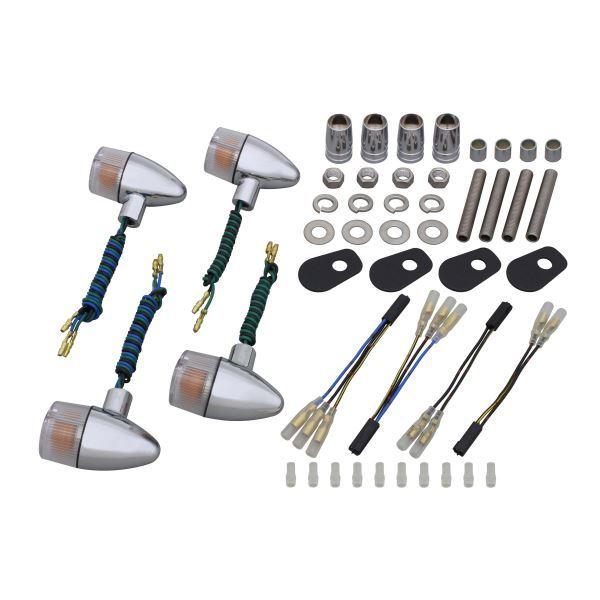 ZRX1200R(2004-2008) 用 クラシカル 砲弾タイプ ウインカーKIT メッキボディ/...