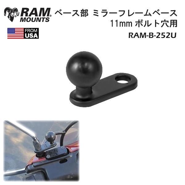 RAM MOUNTS　ラムマウント　ベース部　 ミラーフレームベース　11mmボルト穴用　ブラック　...