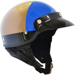 マルシン バイクヘルメット ハーフ MP-110 U.S.A POLICE STYLE アメリカンポリス ゴールド/ブルー フリーサイズ