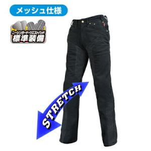 ROUGH&amp;ROAD (ラフ&amp;ロード) ハーフメッシュストレッチブラックデニムパンツLF ブラック MWショートサイズ (30-36インチ/股下70-76cm) RR7509LFBK-S2