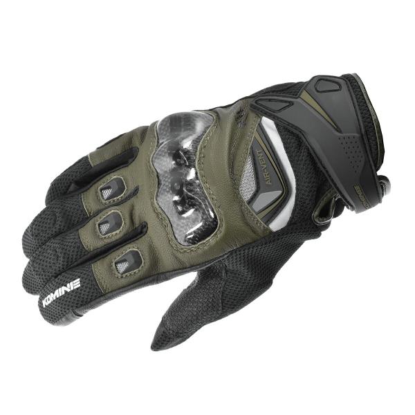 コミネ バイクグローブ Gloves GK-224 カーボンプロテクトレザーメッシュグローブ オリー...