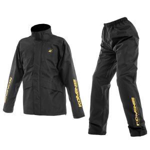 コミネ KOMINE バイク用 耐水透湿防水 カッパ 雨具 レインスーツ RK-552 MCレインウェア ブラックイエロー XLサイズ 03-552｜moto-zoa ヤフーショッピング店