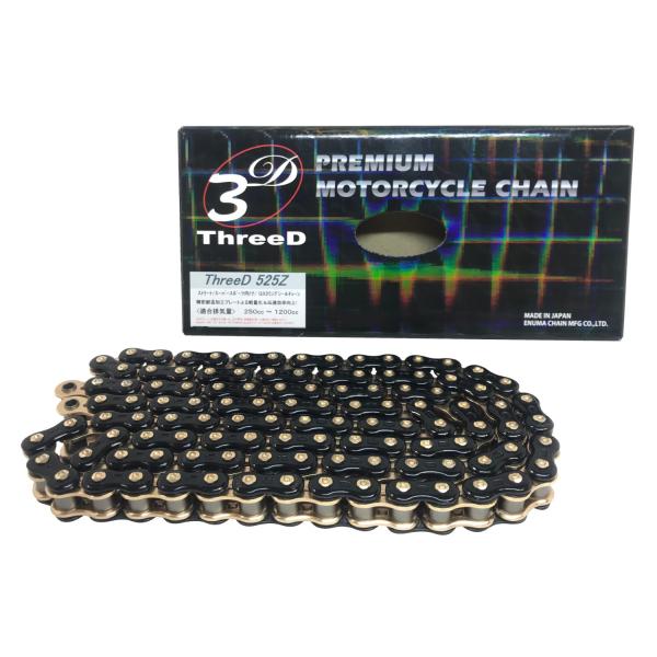 スリード ThreeD バイク用チェーン 525Z ブラック/ゴールド 92L MLJ (カシメジョ...