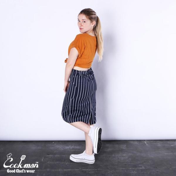 COOKMAN クックマン Baker&apos;s Skirt Stripe Navy ベイカーズ スカート...