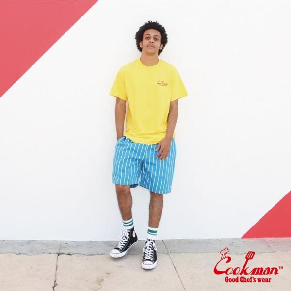 COOKMAN クックマン Chef Pants Short Stripe Blue シェフパンツ ...