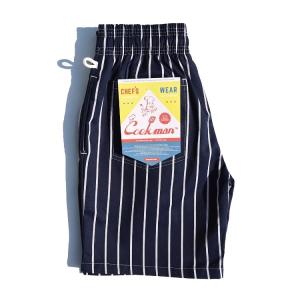 COOKMAN クックマン Chef Pants Short Stripe Navy シェフパンツ ショート  ストライプネイビー ハーフパンツ 231-01810｜motobluez-store